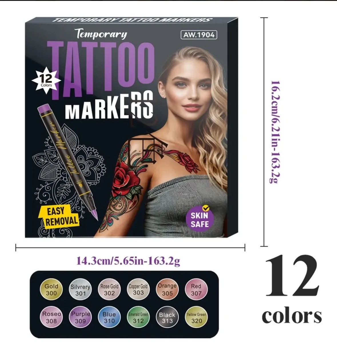 Plumones para Tatuaje Temporal - Set de 12 Color 2