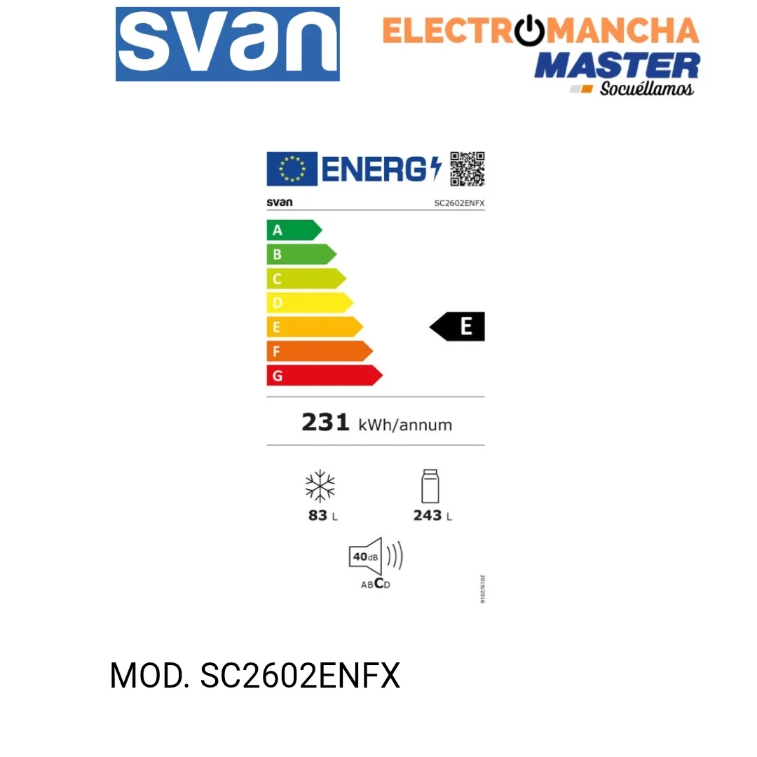 FRIGO COMBIN SVAN SC2602ENFX 2,01*60 INOX NF E 5