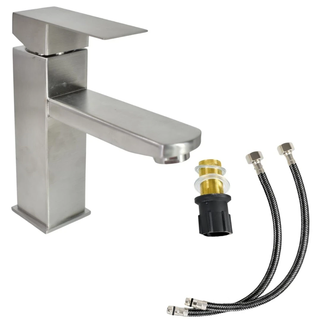 Canilla de Acero Inox. Monocomando Neg/Pla 3