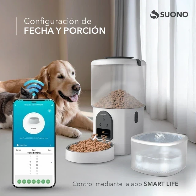 Comedero y Bebedero de Mascotas SUONO con Wifi y Bluetooth