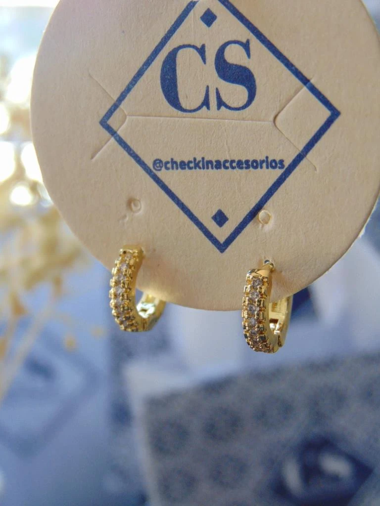 CANDONGAS RODIO DOR LINEA CIRCONES BLANCO 1CM 3