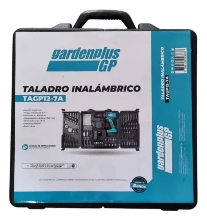 TALADRO ATORNILLADOR GARDEN PLUS + ACCESORIOS  2
