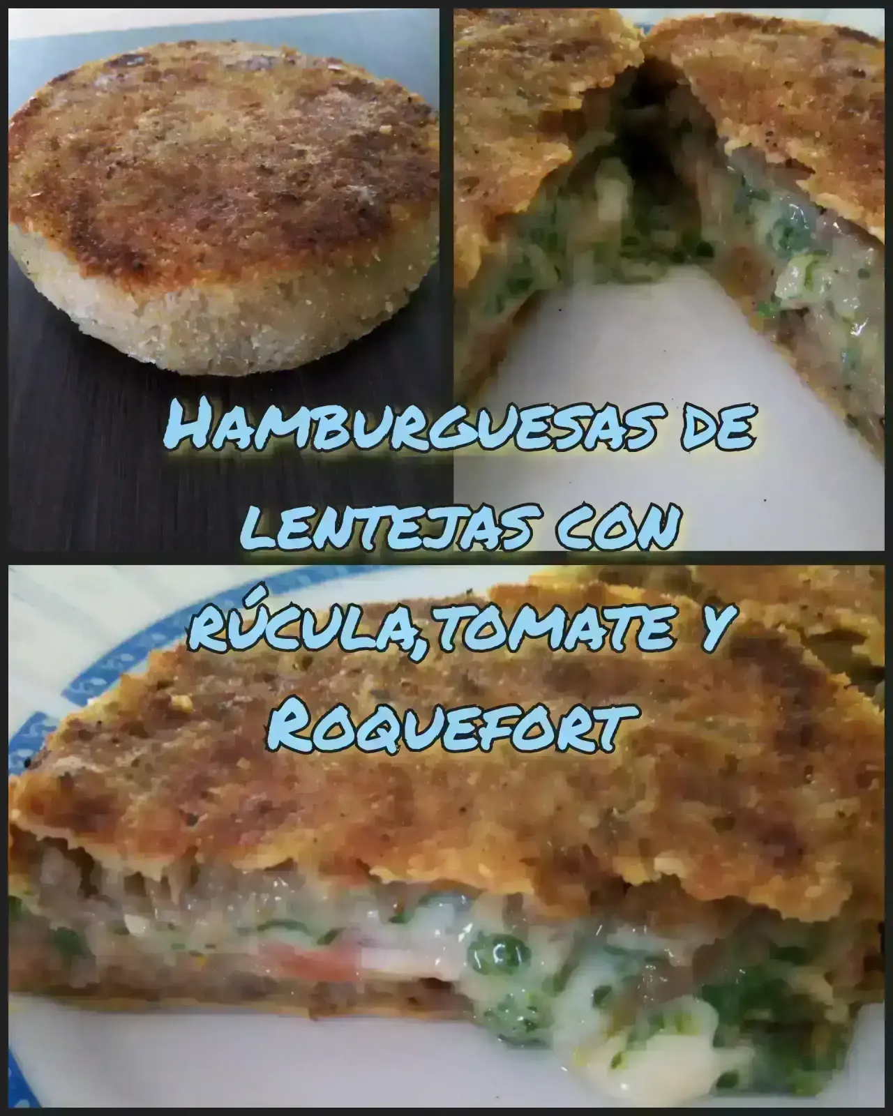 Hamburguesas de lentejas con tomate rucula y roquefort x4