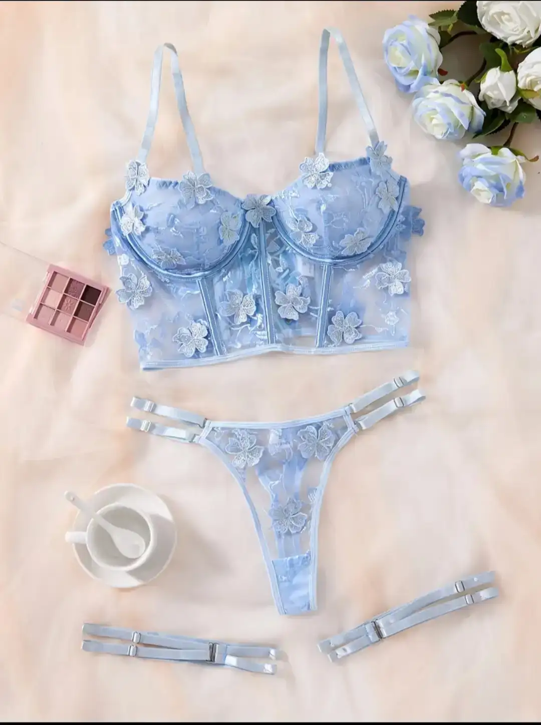 CORSET AZUL CIELO BORADO 