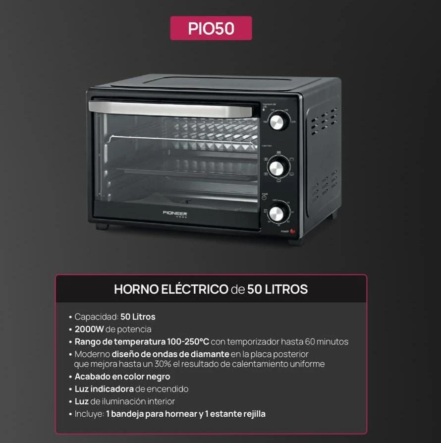 Horno eléctrico Pioneer home 50lt