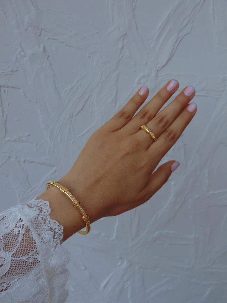 PULSERA + ANILLO RODIO DOR NUDOS MICROCIRCONES