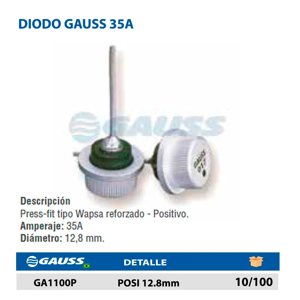DIODO GAUSS 35A POSI 12.8mm