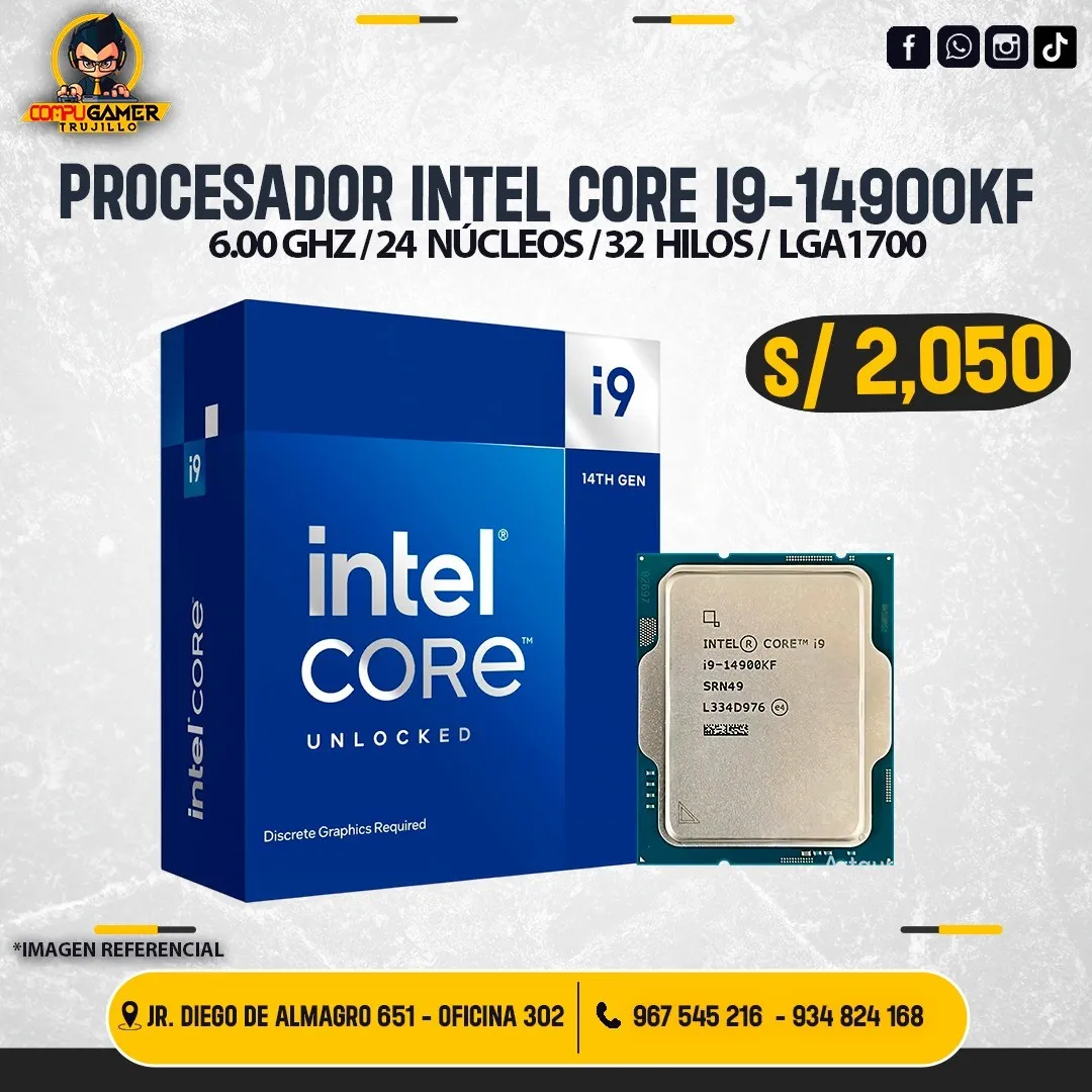 PROCESADOR INTEL CORE I9-14900KF, LGA1700, 6.00GHZ, 24 NÚCLEOS, 32 HILOS