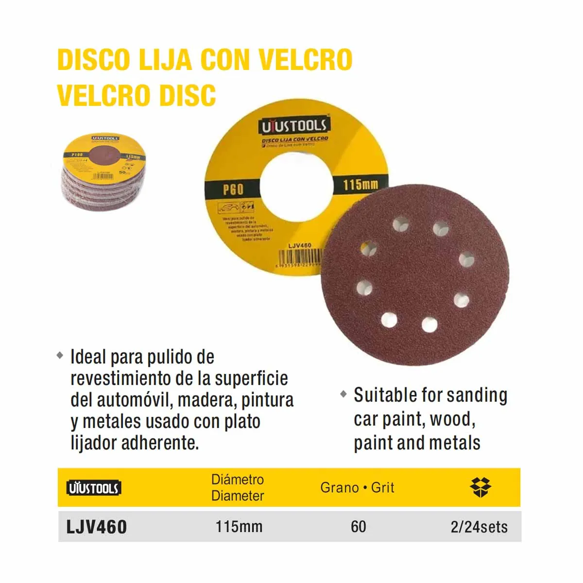 DISCO LIJA C/Velcro (Set/50pz) 115mm UYUST Nro 060