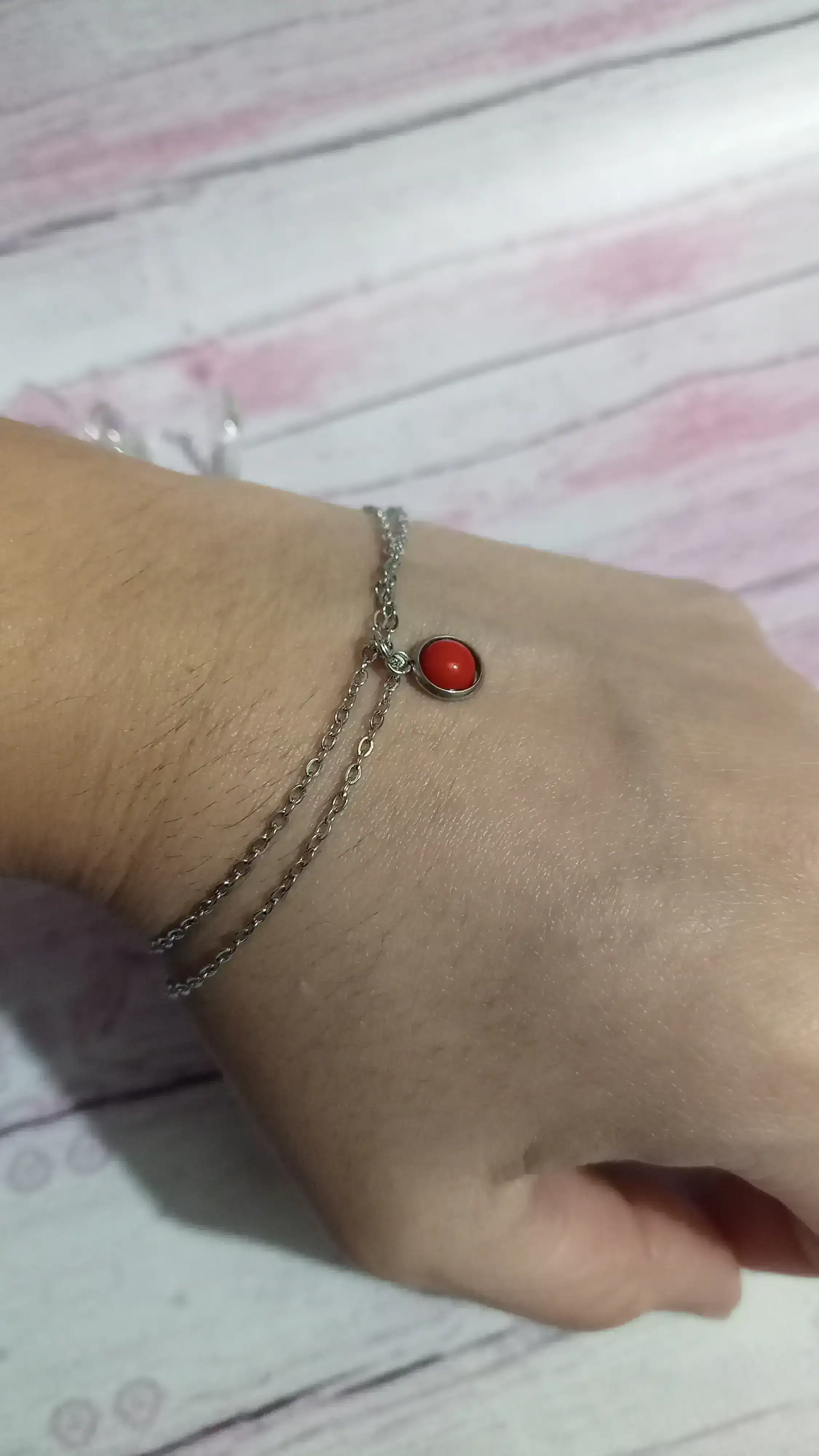 Pulsera con boton rojo,con DOBLE CADENA😍😍😍 2
