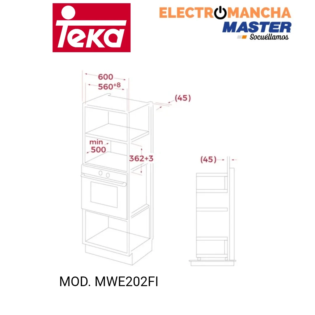 MICROONDAS INTEGRACION TEKA MWE202FI 20L GRILL INOX 3