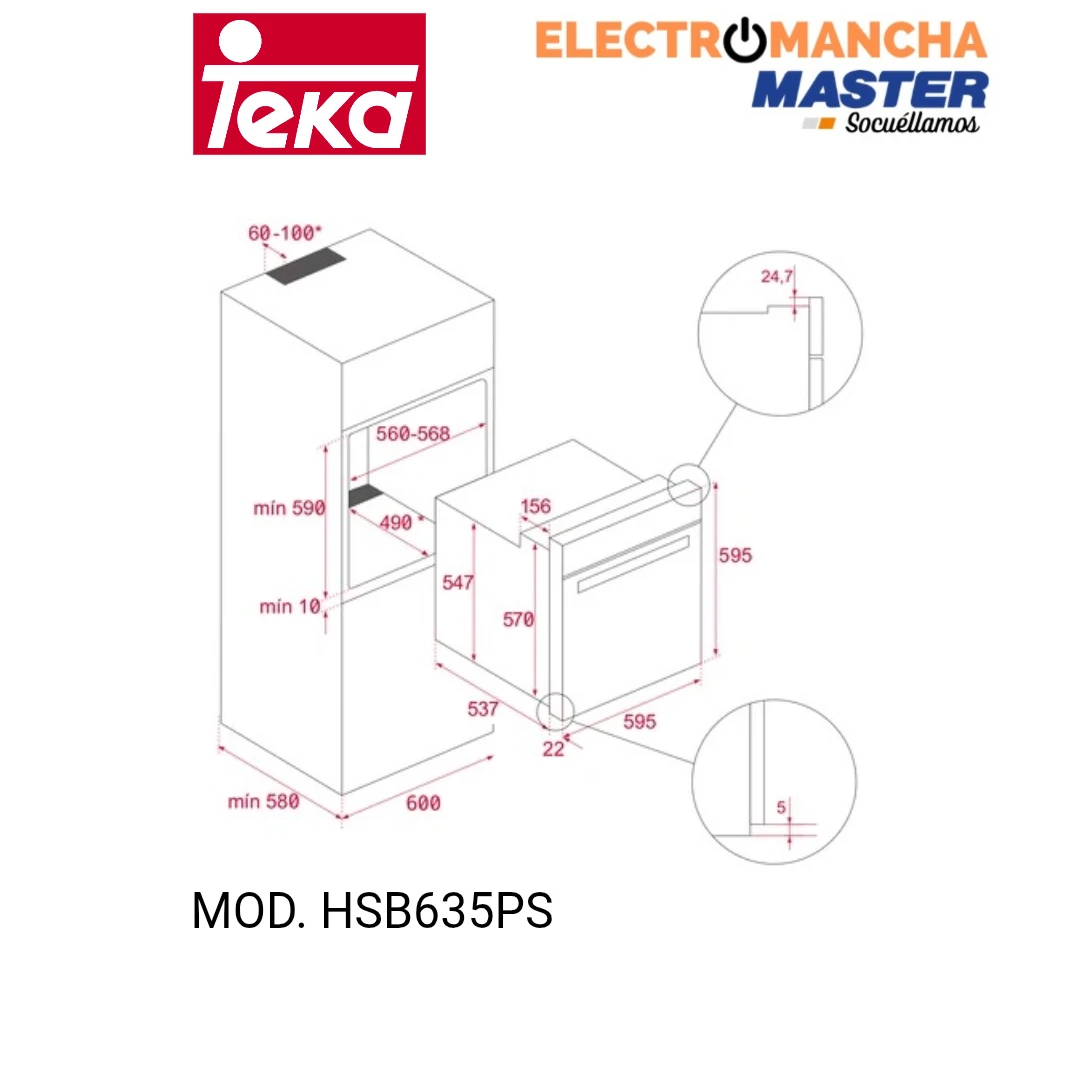 HORNO TEKA HSB635PS PIROLITICO INOX A+  8