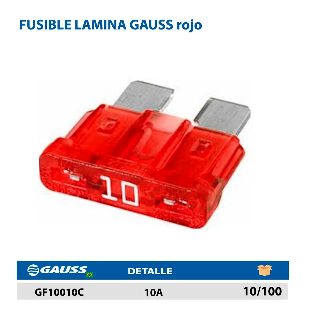 FUSIBLE LAMINA GAUSS rojo 10A