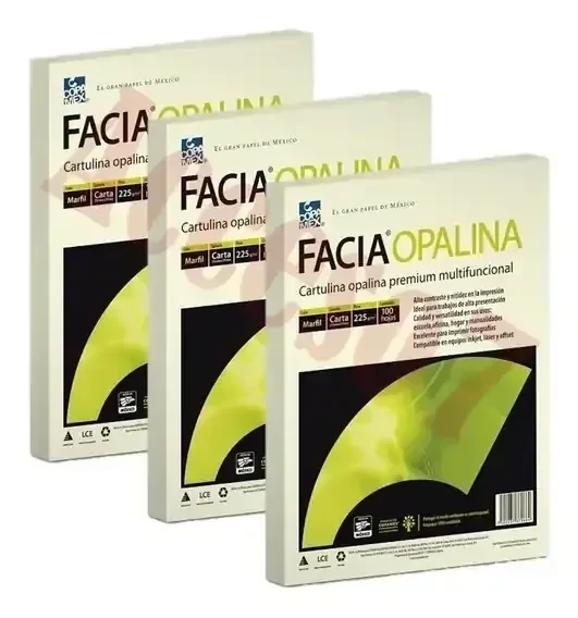 Hoja opalina paquete de 100  cartulina blanca 3