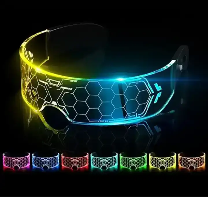Anteojo futurista transparente luminoso x 2 unidades  2