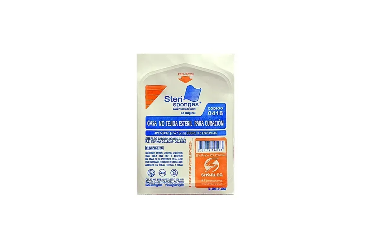 GASA ESTERIL 7.5 X 7.5 X 5 UNIDADES SHERLEG