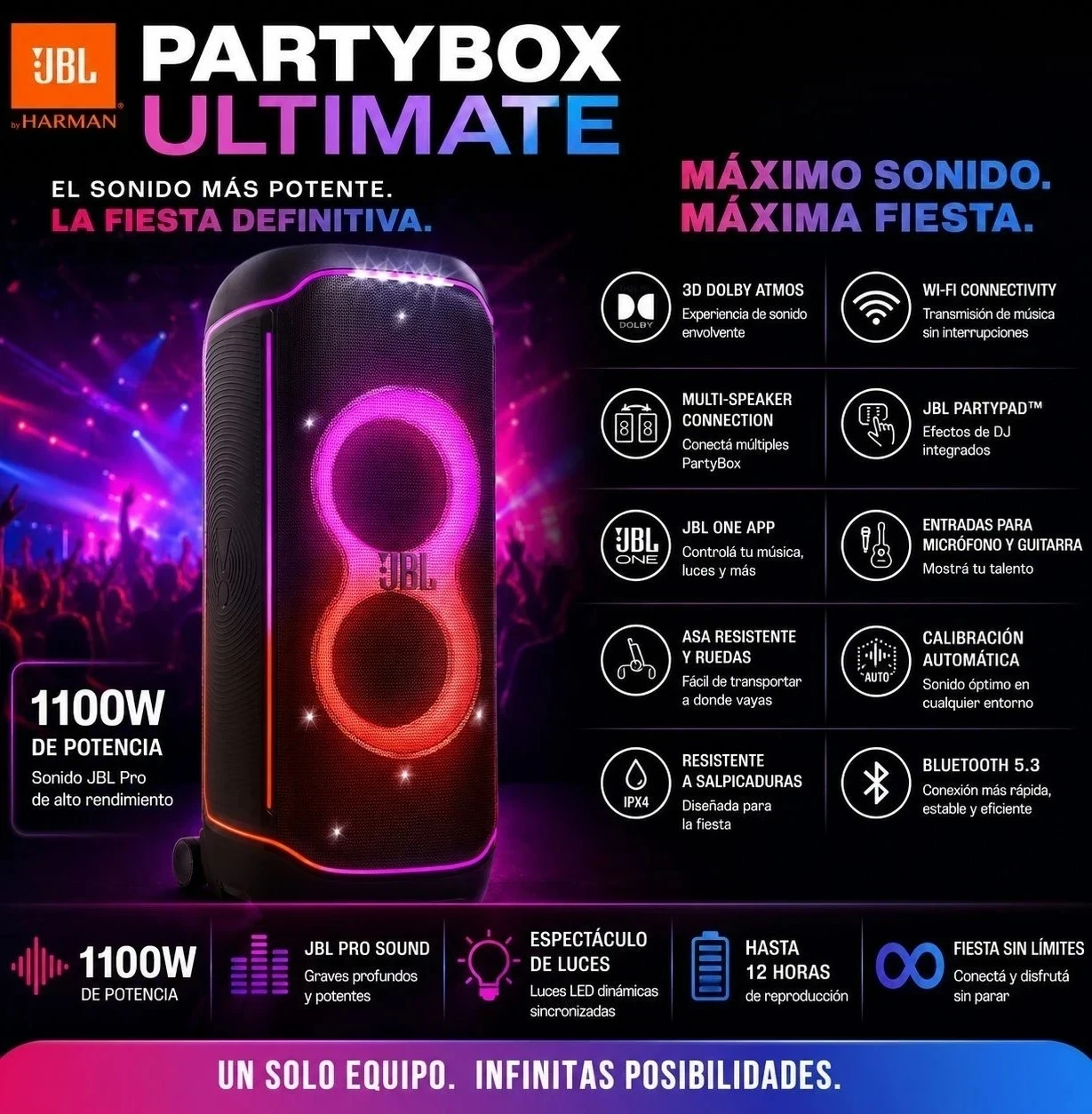 TORRE DE SONIDO JBL ULTIMATE 1100W RMS
