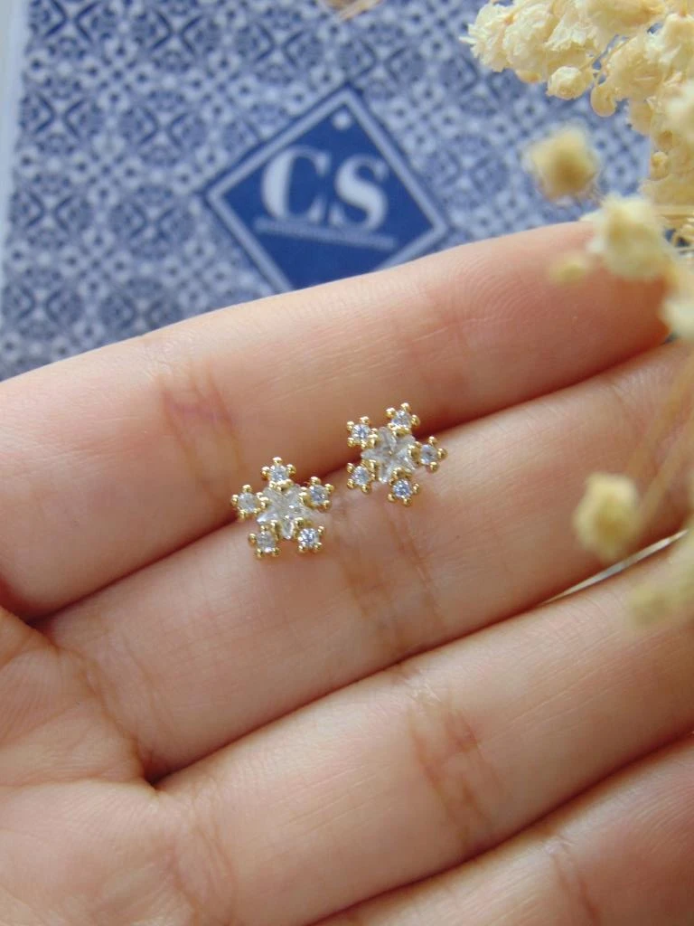 TOPOS RODIO DOR FLOR CIRCONES BLANCO