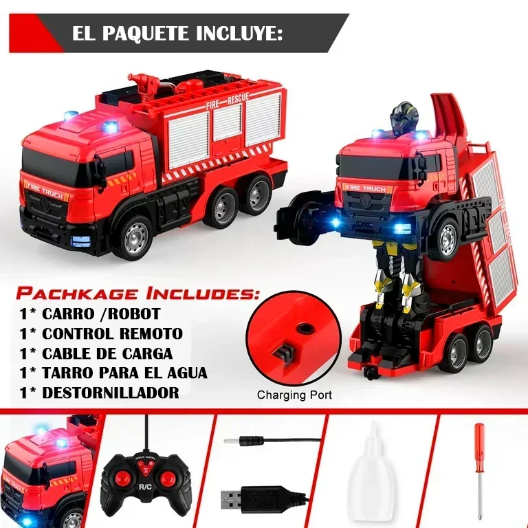 Carro Bomberos Transformer Control Luces y Sonido 7