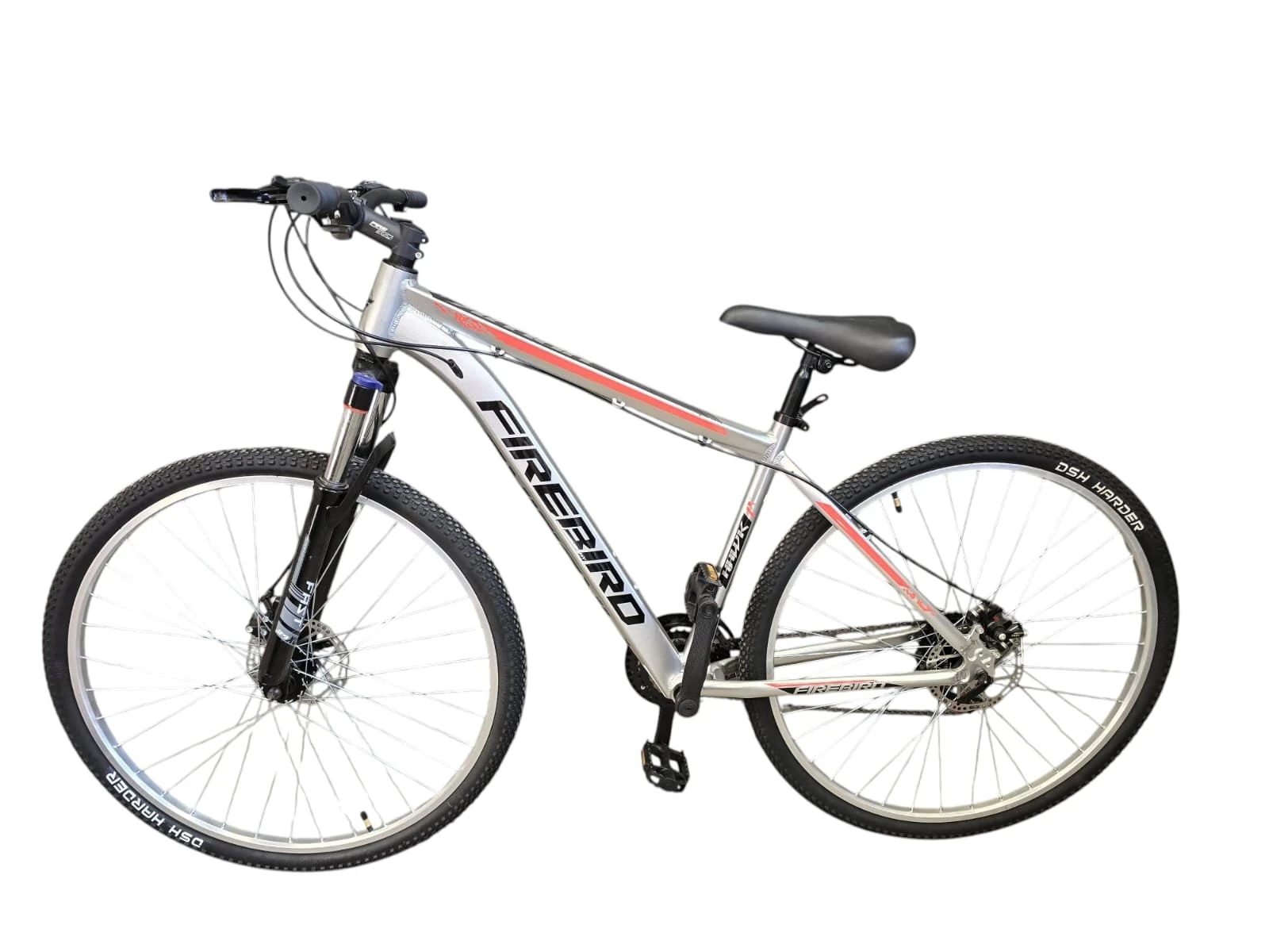 BICICLETA FIREBIRD MOD HAWK CUADRO DE ALUMINIO COLOR PLATEADO/NEGRO/ROJO TALLE M ROD 29 21 VELOCIDADES