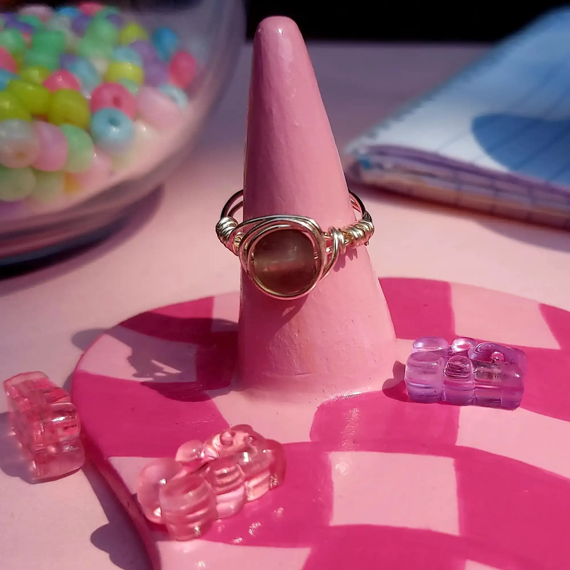 Anillo con piedra y perla  4