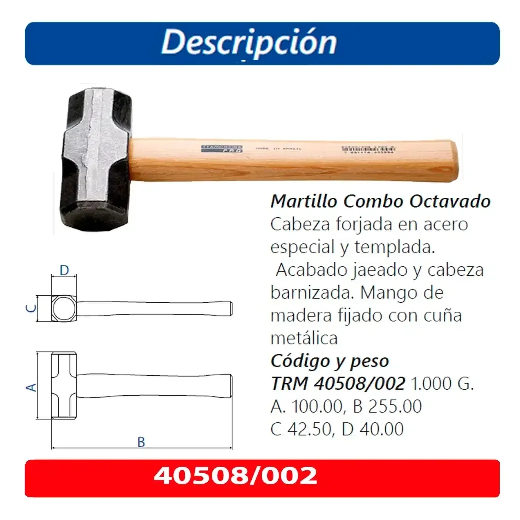 COMBO M/MADERA MAZO CUAD. TRM 2 LB Master