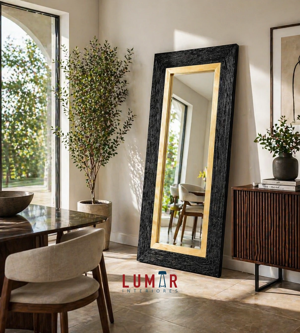 Espejo OJO TIGRE RECTANGULAR Corteza Madera 4