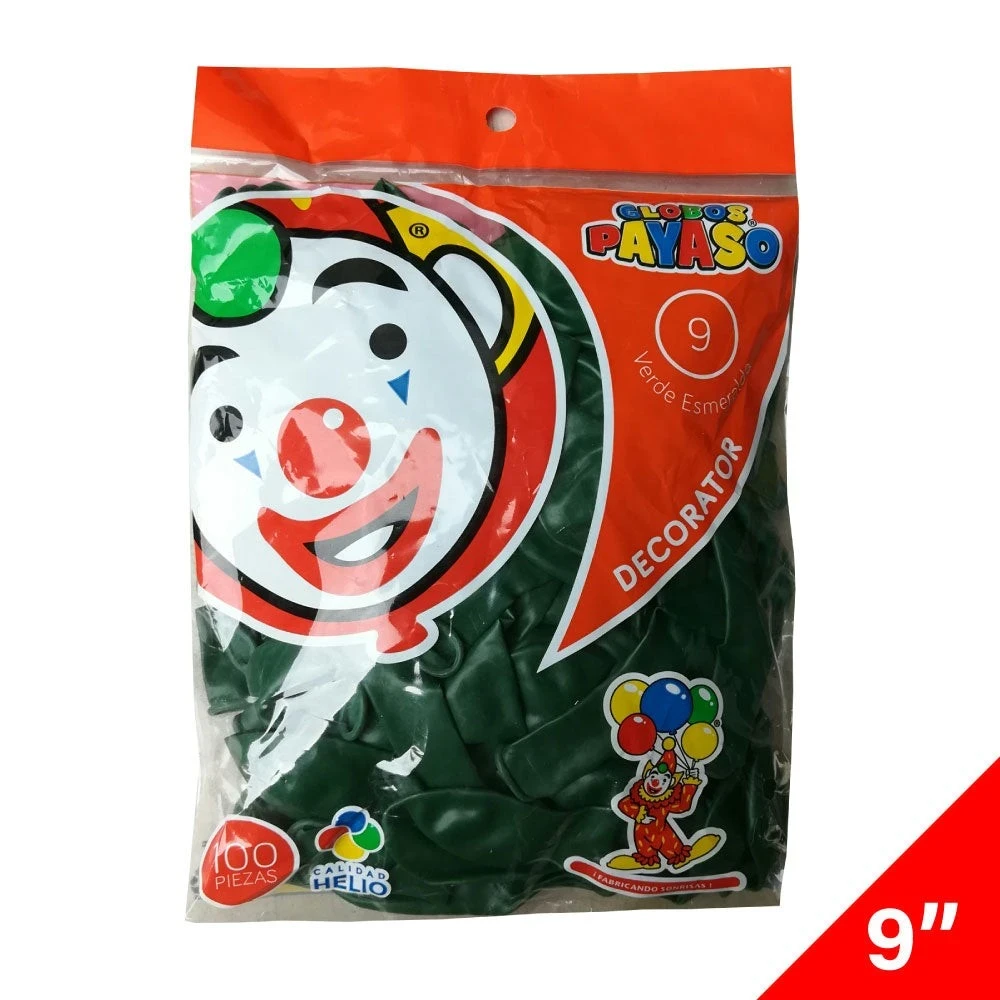 Globo verde  c/50 #9 payaso