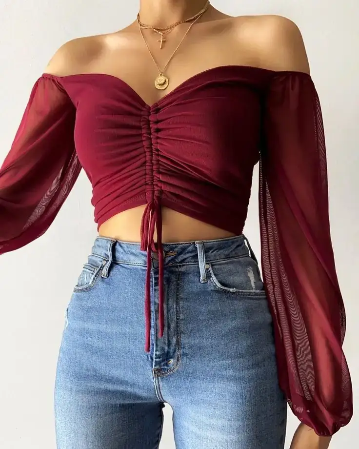 Blusa tipo crop top moderno manga larga, te dejamos 2 modelos