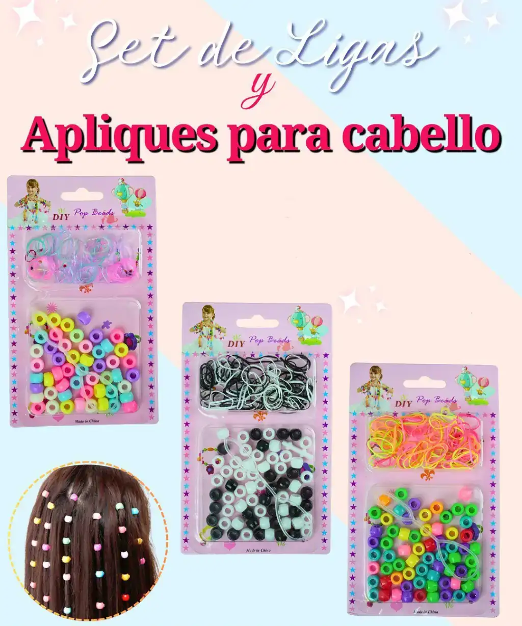 Set de Ligas y Apliques para el Cabello