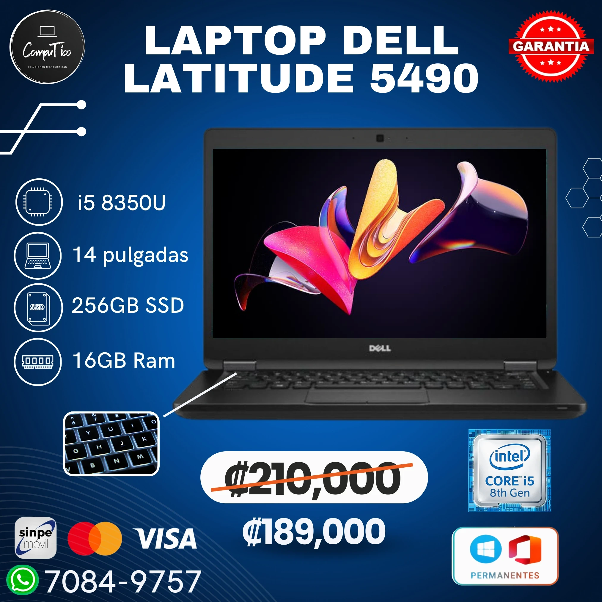 DELL LATITUDE 5490 i5 8350U 256/16GB 14"
