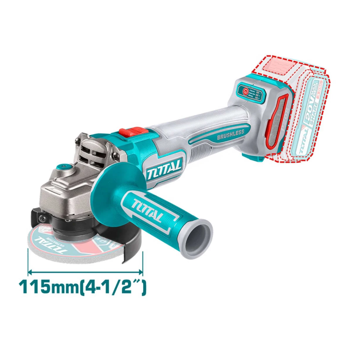 TAGLI21154 Amoladora angular 4 ½" inalámbrica total 3