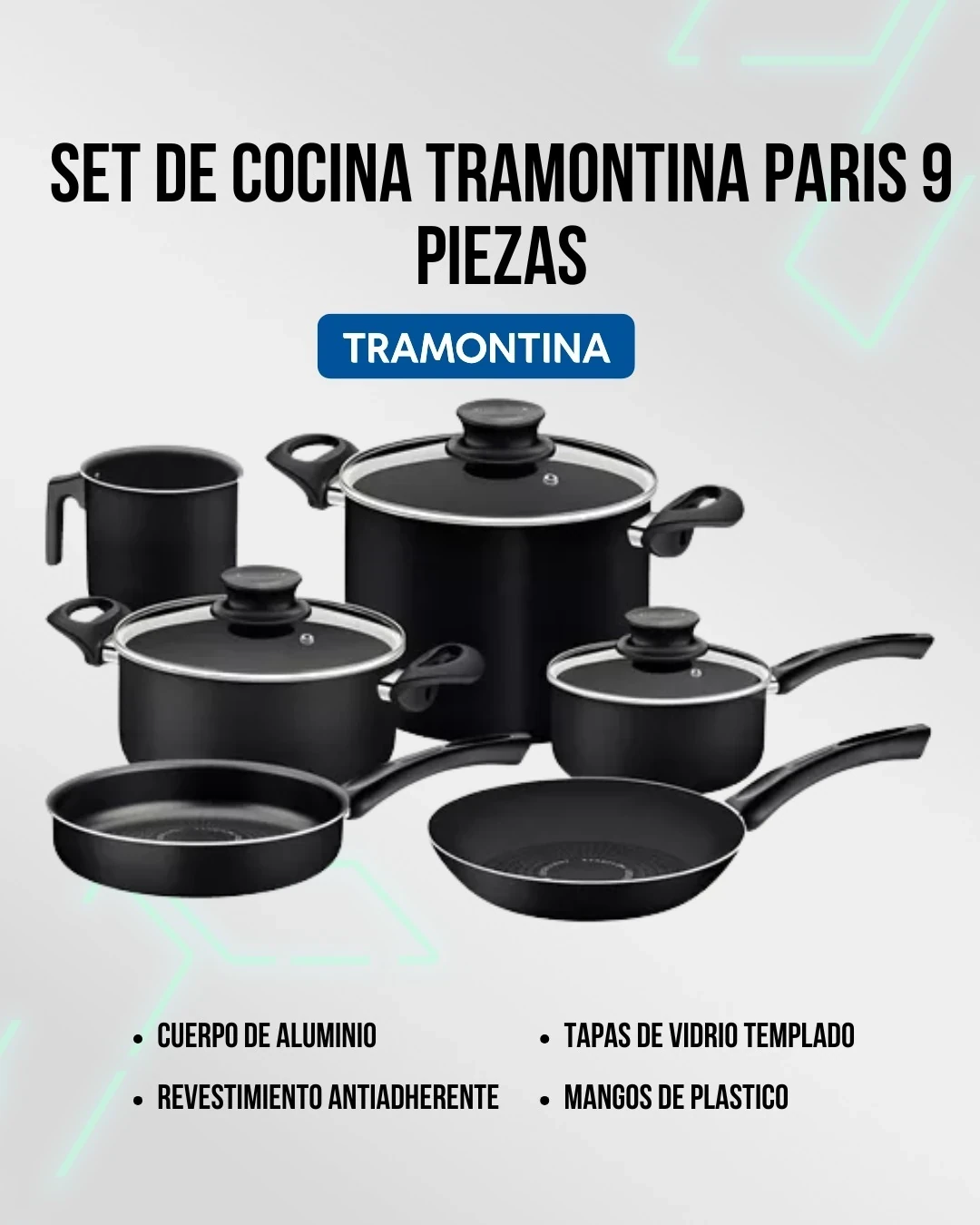 BATERIA DE COCINA TRAMONTINA 9 PIEZAS