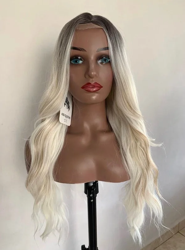 Peluca ombre negro h platino  4
