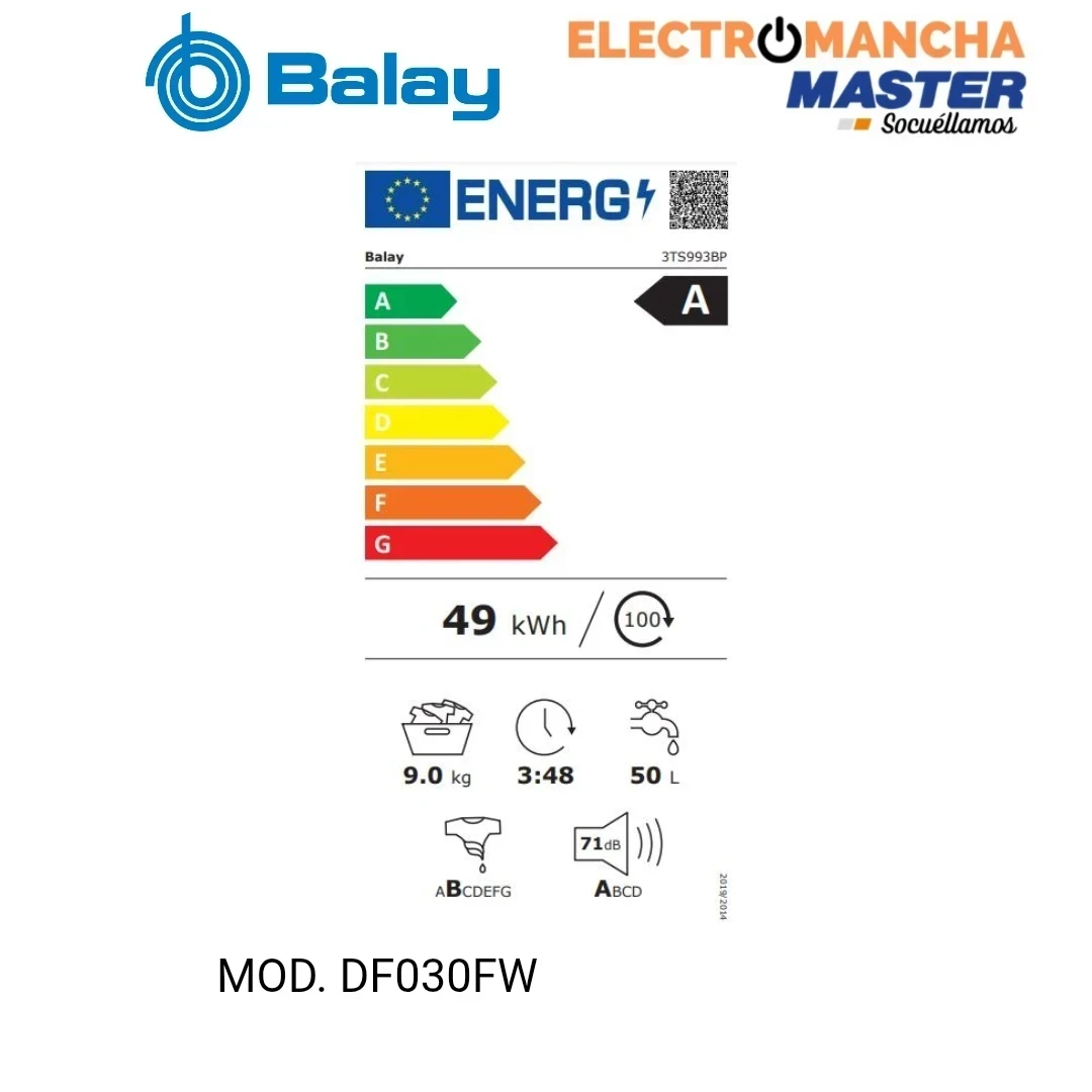 LAVADORA BALAY 3TS993BP 9 KG 1200 RPM A  4