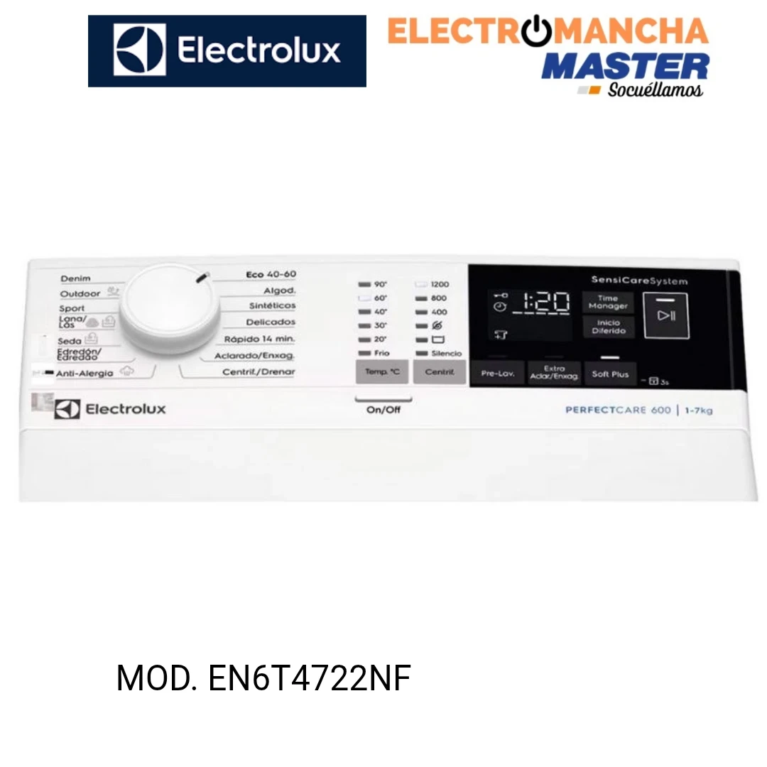 LAVADORA CARGA SUPERIOR ELECTROLUX EN6T4722NF 7 KG. 1200 RPM. A 2