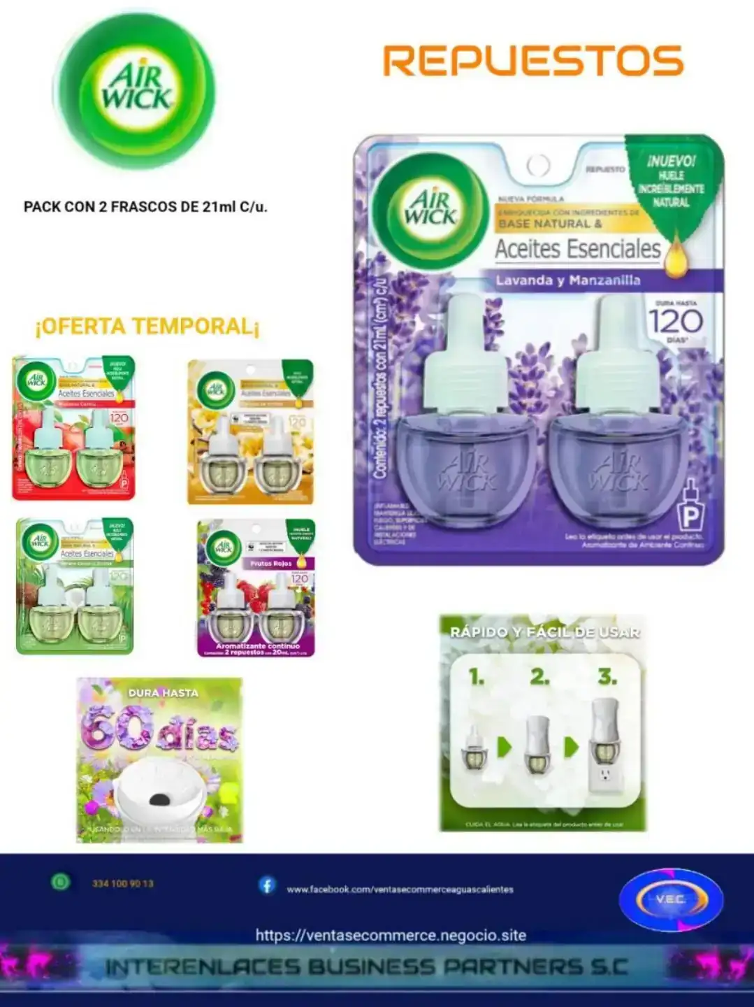 Air Wick Repuestos Pack 2pz 21ml c/u. 