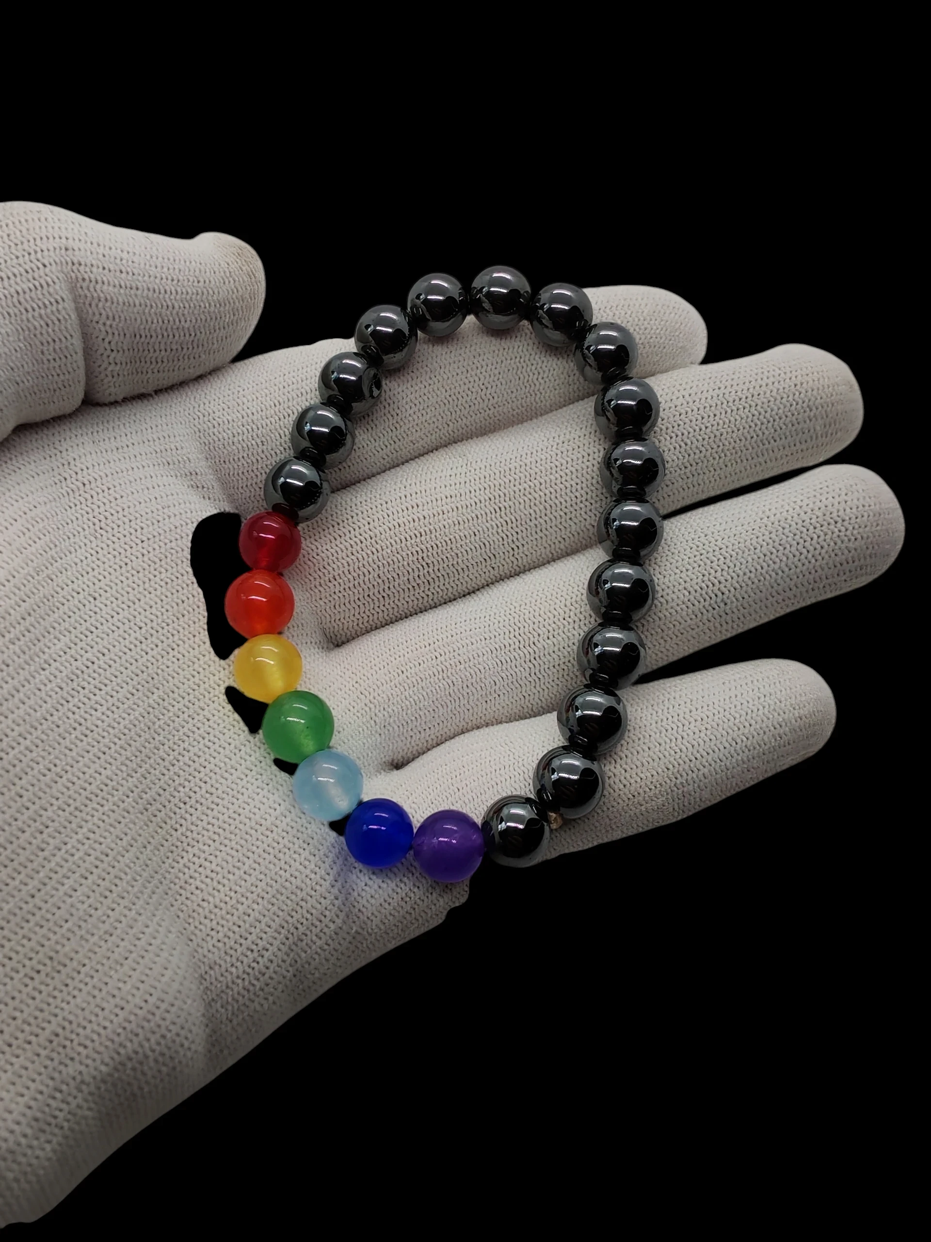 Pulsera elástica 7 chakras piedras naturales redondas 8mm 2