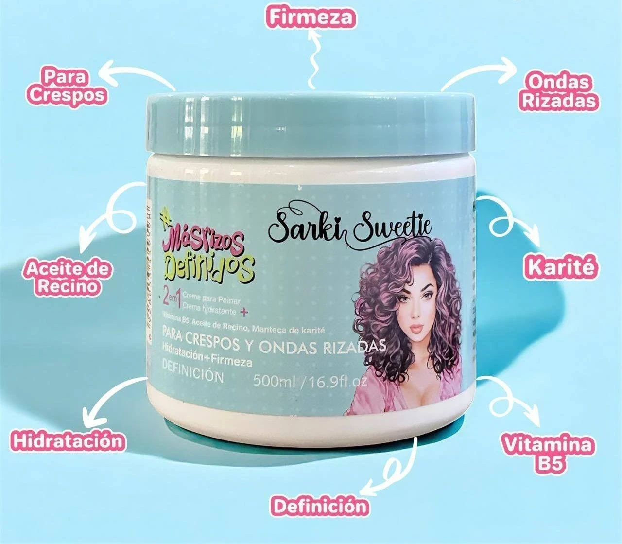 🌸Crema para Peinar Mais Rizos Definidos – Sarkis Sweetie (500ml)