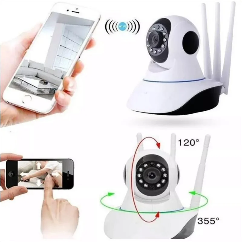 Camara IP Seguridad WiFi HD Robotizada 3 Antenas Gira 360° 2