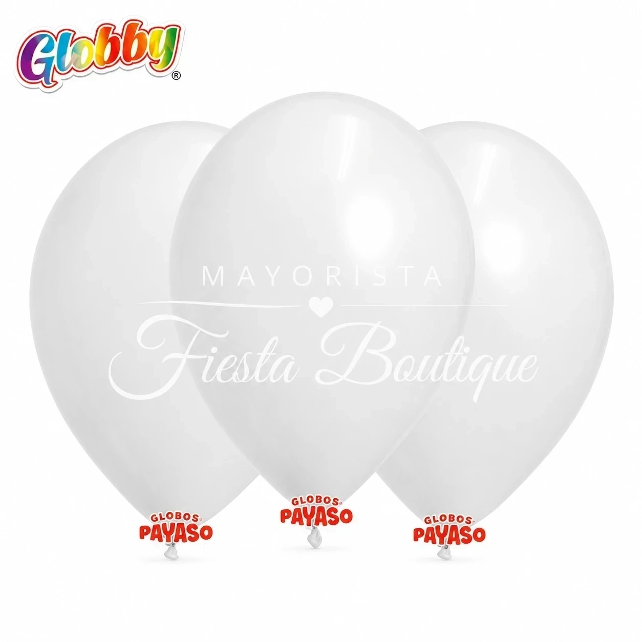 Globos x1paq 12"/globby blanco liso