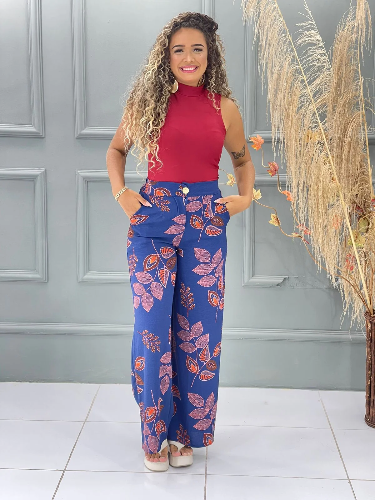CALÇA PANTALONA DENISE DE BOTÃO 5