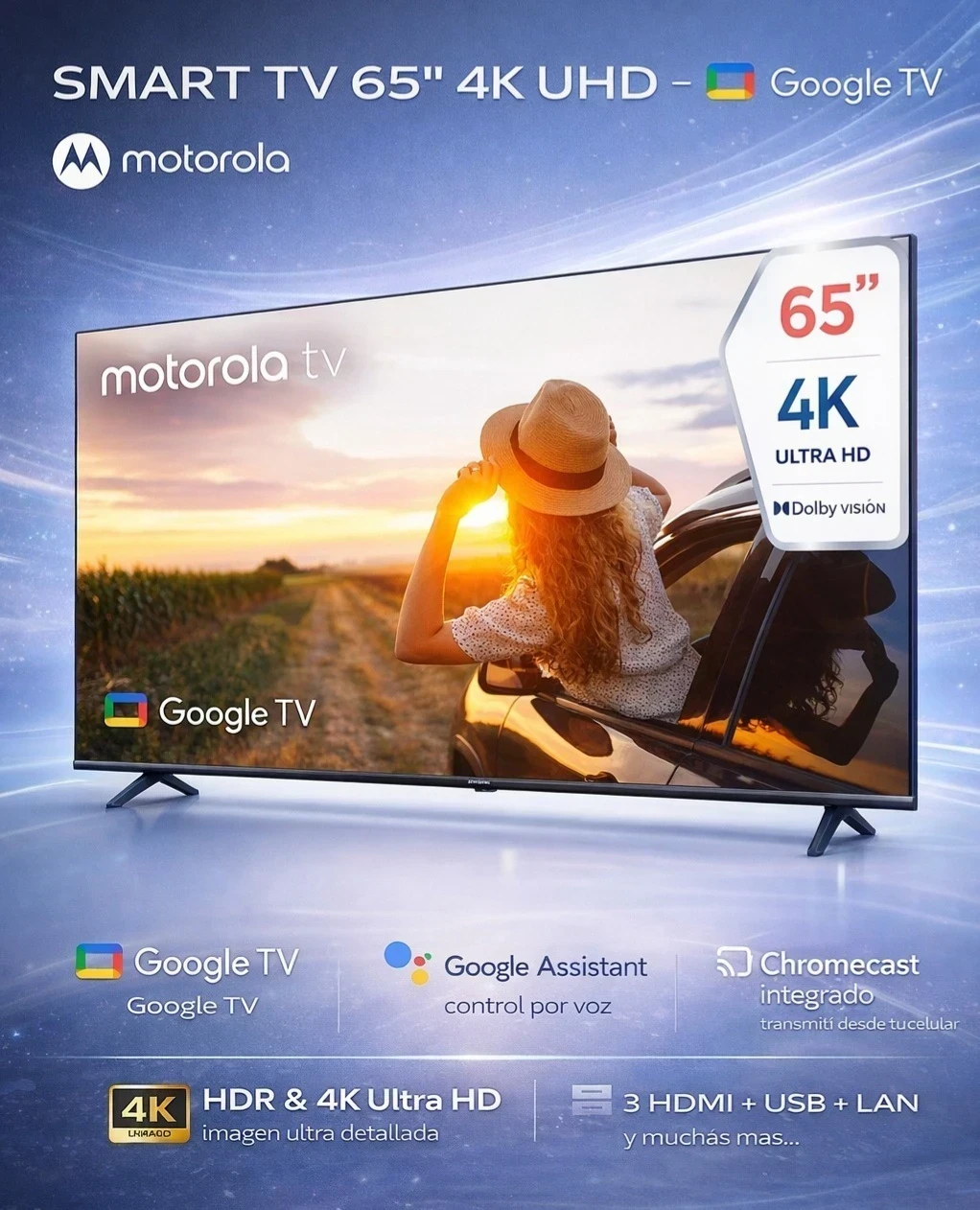 SMART TV 65"MOTOROLA CON GOOGLE TV 