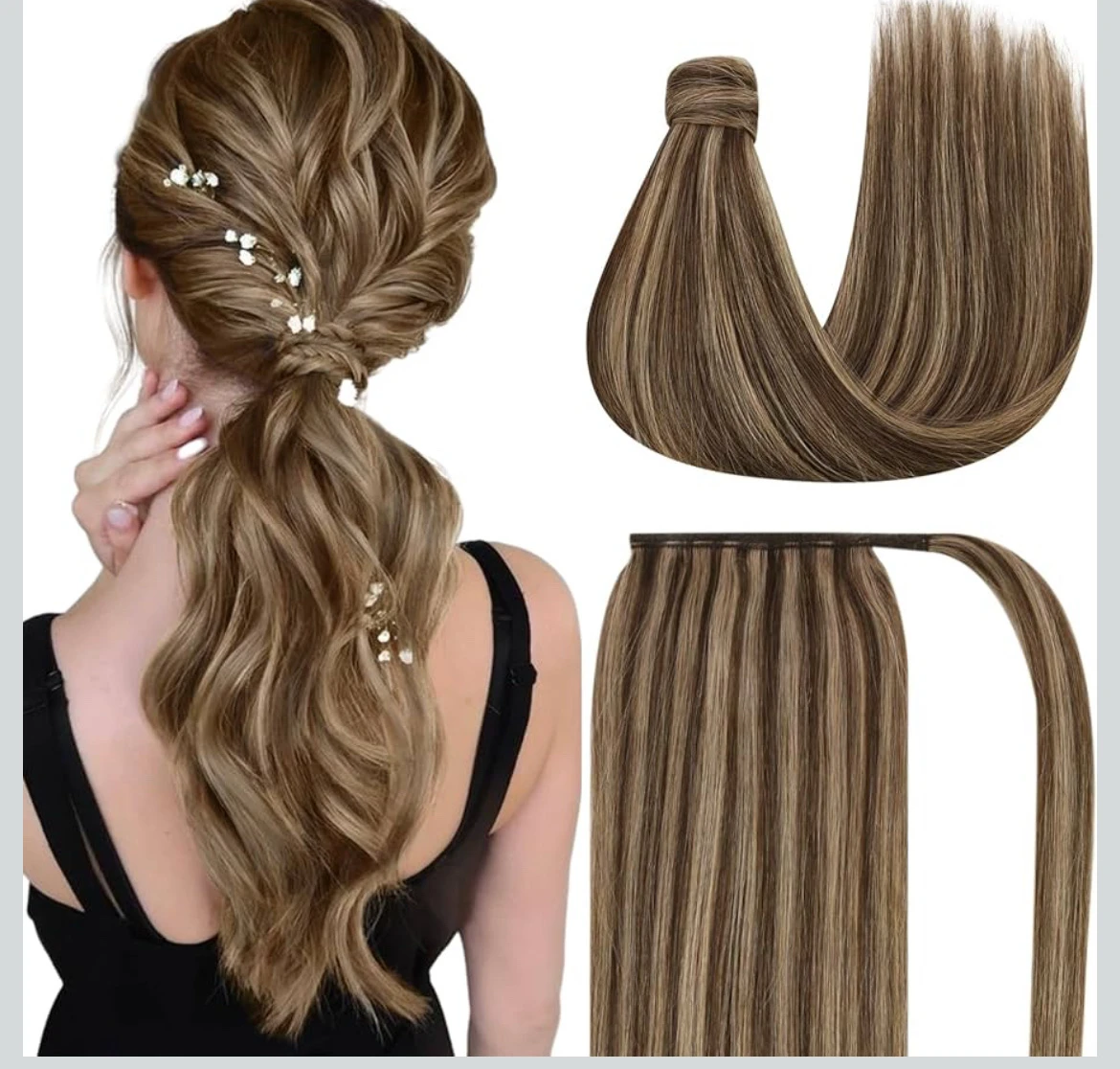 Cola de cabello humano /80g color 4/27  de 20 pulgadas 