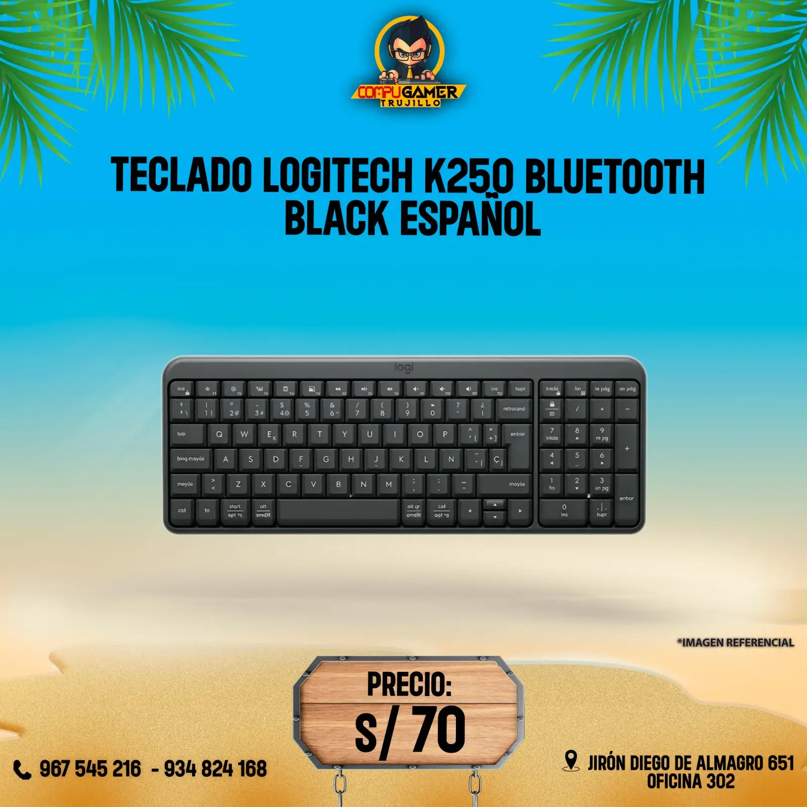 TECLADO INALÁMBRICO LOGITECH K250 BLUETOOTH BLACK ESPAÑOL 