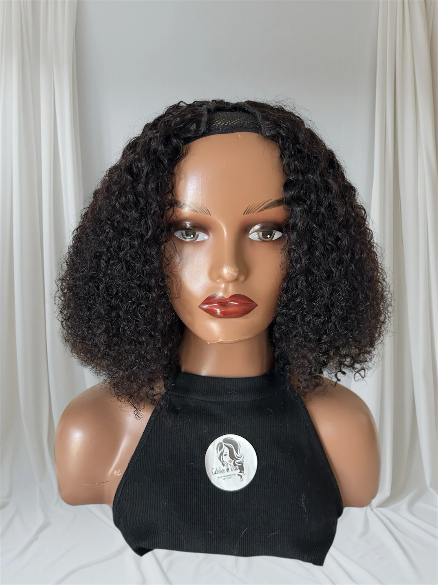 Peluca en V kinky afro de 14”, 180% densidas  2