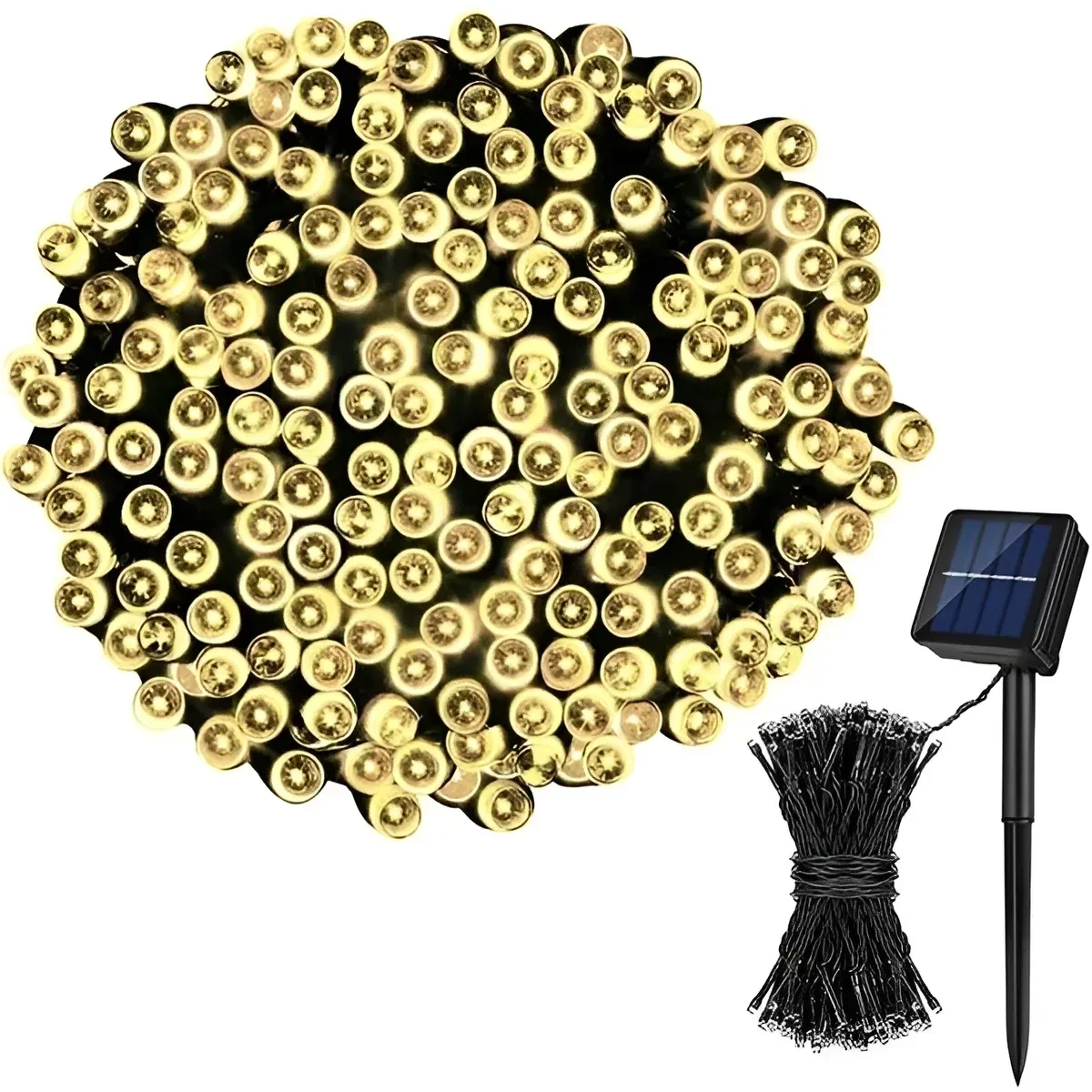 Luces Solar 20mt Guirnalda 200 Led Navidad Calidas