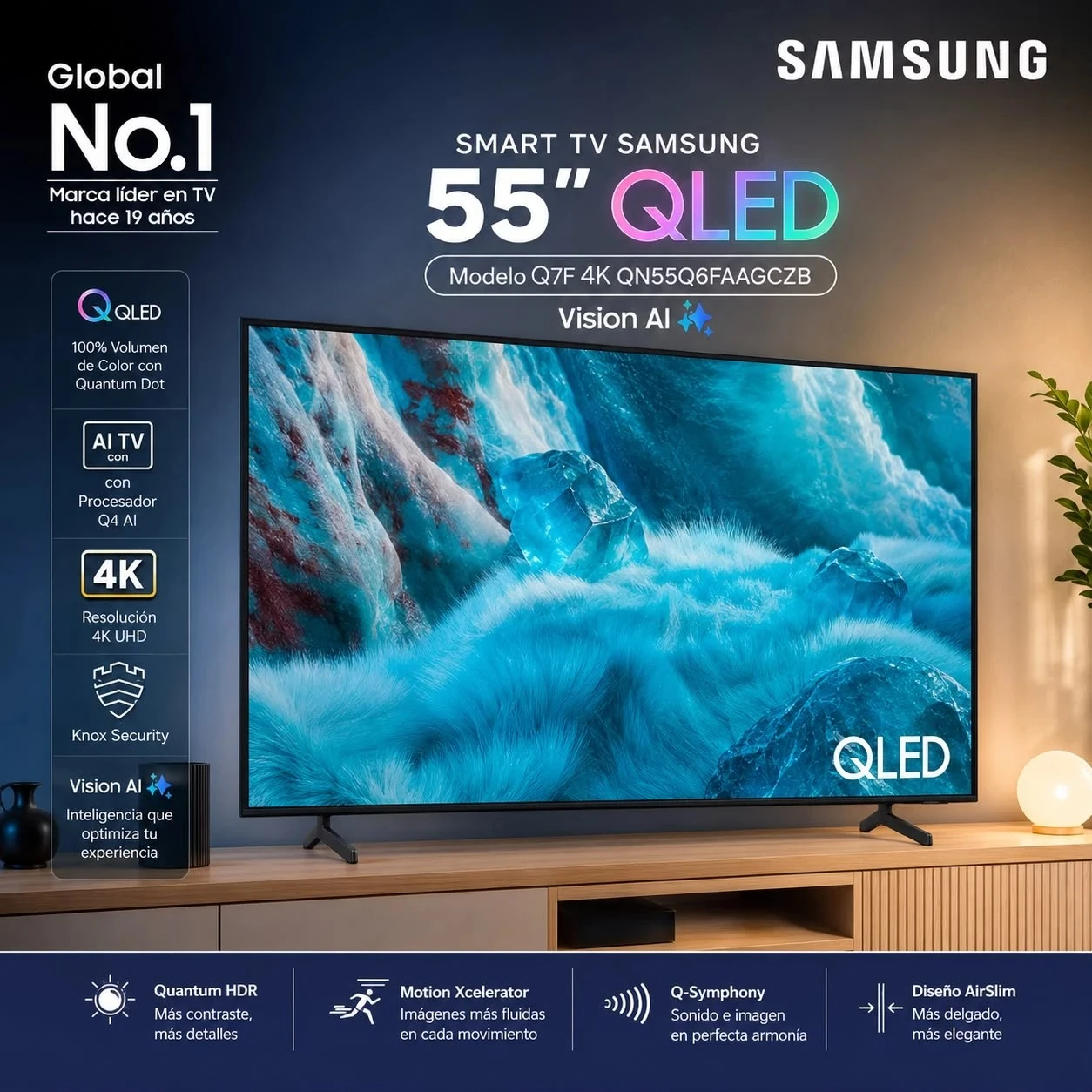 SMART TV SAMSUNG 55'' QLED VISION AI QN55Q6FAAGCZB