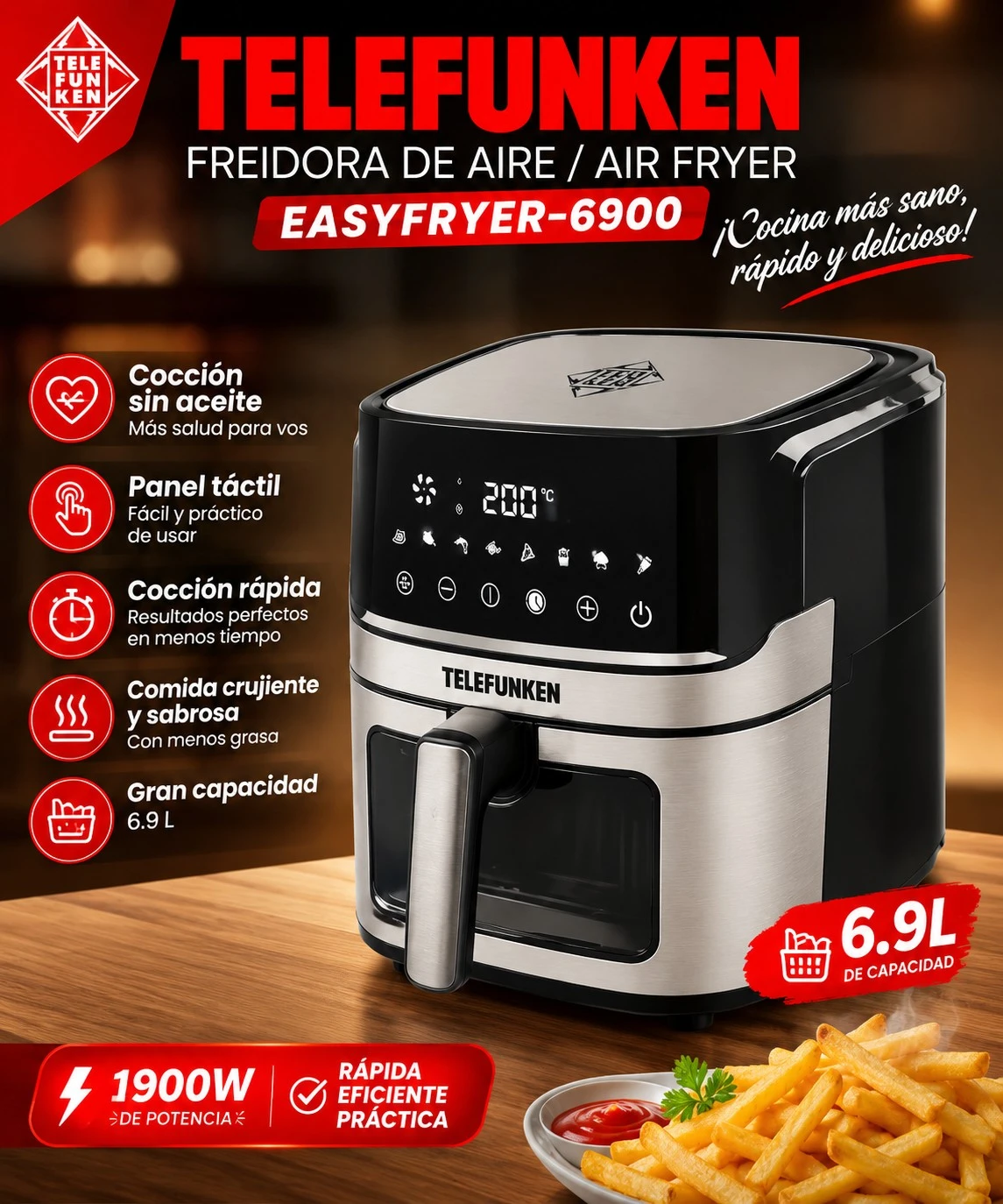 Freidora de Aire Telefunken 6L