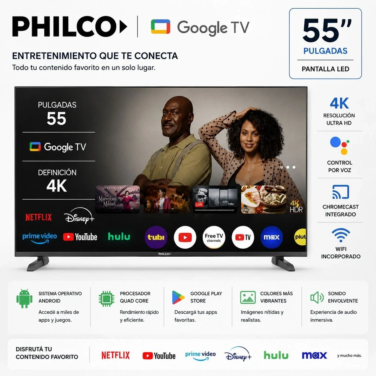 Smart Tv Philco 55" c/ Google PLD55US22A
